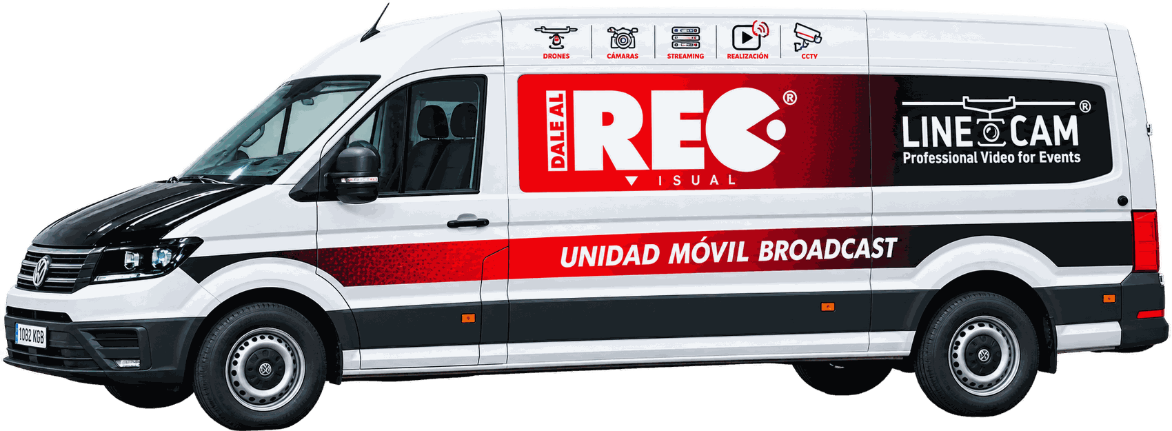 Unidad móvil broadcast de Linecam y Dale al REC Visual: Volkswagen Crafter L4H3 de batalla larga carrozado como control de realización